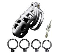 QiKKago Black Plastic Fitness Protection Cage, 100mm De Largo, Adecuado para El Desgaste De Entrenamiento Personal, con 4 TamañOs De Anillos, DiseñO De Cerradura Invisible, Key-K+2