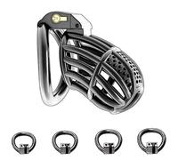 QiKKago Caja Protectora De Ropa Interior Especial De PláStico Negro, Adecuada para El Desgaste A Largo Plazo, con 3 Anillos De Reemplazo, Cerradura Invisible, Llave, Regalo De Pareja (L) - K + 2.3