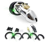 QiKKago Caja Protectora Transpirable De Acero Inoxidable para Macho con 4 Anillos De TamañO Diferente, Jaula PortáTil para El Vestido Cruzado Masculino-H5 (Estilo Largo)