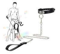 QiKKago Collar Anillo De Hierro Cuero Negro -Z