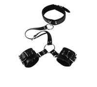 QiKKago Collar pulsera de piel negra, moderno y sencillo, muestra individualidad y encanto, regalo de juguete original para mujer-R03, Óxido de hierro de cerámica