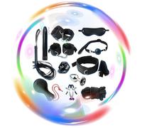 QiKKago Conjunto De 12pcs con Tapa De Ojos para Accesorios Deportivos del Dormitorio con Correa Suelta Deportiva, Herramienta De Ejercicio De Yoga- Accesorios De Fitness - Z + 5 (Negro)