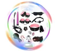 QiKKago Conjunto De 12pcs con Tapa De Ojos para Accesorios Deportivos del Dormitorio con Correa Suelta Deportiva, Herramienta De Ejercicio De Yoga- Accesorios De Fitness - Z + 5 (Rosa)