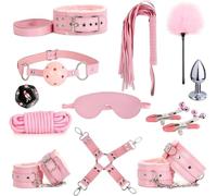 QiKKago Conjunto Deportivo CláSico De Cuero Rosa 12 Piezas con Cuerda Tejida A Mano Y Horquillas - D3