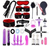 QiKKago Conjunto Multifuncional De 28 Piezas De Accesorios De Kit De Fitness De Nylon Rojo, Accesorios De Yoga Ajustables, Regalo De Pareja - K + 7