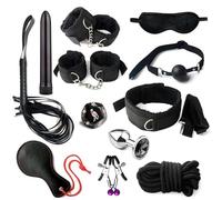 QiKKago Conjunto PortáTil De 11 Piezas CóModo Kit De Correa De Nylon Suave con Correa De Entrenamiento De Yoga ExtraíBle, CóModo Ajustable para Accesorios Deportivos-Pareja Regalo-K + 3 (Negro)