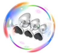 QiKKago Entrenadores Multifuncionales De Cadera De Acero Inoxidable 3pcs con Diamantes En Forma De CorazóN De Colores Diferentes Y Accesorios CóNicos De Metal para El Desgaste -K+11 (Negro)