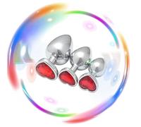 QiKKago Entrenadores Multifuncionales De Cadera De Acero Inoxidable 3pcs con Diamantes En Forma De CorazóN De Colores Diferentes Y Accesorios CóNicos De Metal para El Desgaste -K+11 (Rojo)