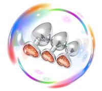 QiKKago Entrenadores Multifuncionales De Cadera De Acero Inoxidable 3pcs con Diamantes En Forma De CorazóN De Colores Diferentes Y Accesorios CóNicos De Metal para El Desgaste -K+11 (Naranja)