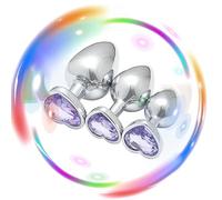 QiKKago Entrenadores Multifuncionales De Cadera De Acero Inoxidable 3pcs con Diamantes En Forma De CorazóN De Colores Diferentes Y Accesorios CóNicos De Metal para El Desgaste- K + 11 (Lavanda)