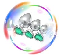 QiKKago Entrenadores Multifuncionales De Cadera De Acero Inoxidable 3pcs con Diamantes En Forma De CorazóN De Colores Diferentes Y Accesorios CóNicos De Metal para El Desgaste -K+11 (Verde)