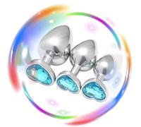 QiKKago Entrenadores Multifuncionales De Cadera De Acero Inoxidable 3pcs con Diamantes En Forma De CorazóN De Colores Diferentes Y Accesorios CóNicos De Metal para El Desgaste -K + 11 (Azul Claro)