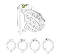 QiKKago ExploracióN Personal Transpirable Jaula Especial De PláStico Blanco con 3 Anillos De TamañOs Activos, DiseñO De Cerradura Invisible, Llave, Regalo De Pareja (M) - K + 1.2,