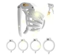 QiKKago Jaula Protectora De Resina Blanca para Hombre con 4 Anillos De Fitness, para Usar Vestido Cruzado Masculino (S) - H1