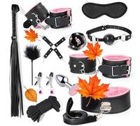 QiKKago Juego Completo De Ataduras para Parejas con Correas Ajustables Y CóModas, Esposas Delicadas En Peluche para InteraccióN Entre Parejas+Y16 (Rosa)