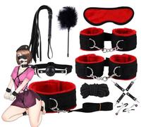 QiKKago Juego De 10 Piezas De Nylon Rojo para Deportes De Fitness Al Aire Libre, Equipado con Cuerdas Tejidas Y Vendas para Los Ojos, Desbloquear El Nuevo Juego De Fitness Al Aire Libre - D6
