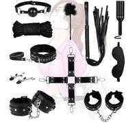 QiKKago Kit de Correa de Anclaje de Cuero Negro para el Entrenamiento de Peso Corporal Juego de 11 Piezas para Parejas - Q