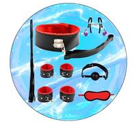 QiKKago Kit Formación Yoga Cuero Suave 7 Piezas, Pulsera Entrenamiento Especial, Piezas Coincidencia Completa, Portátil Y Versátil, para Escultura Corporal Yoga (Rojo)