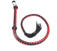 QiKKago LáTigo CláSico Negro Y Rojo De Cuero De Primera Calidad, Exquisita ArtesaníA -Z