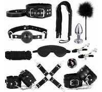 QiKKago Portable 12pcs Set Correa Suelta Deportiva De Cuero con Experiencia De SueñO CóModa Y FuncióN De FijacióN, Correa De FijacióN De Yoga para Parejas Regalo-Pareja Regalo-K + 5 (Negro)