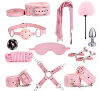 QiKKago Portable 12pcs Set Correa Suelta Deportiva De Cuero con Experiencia De SueñO CóModa Y FuncióN De FijacióN, Correa De FijacióN De Yoga para Parejas Regalo-Pareja Regalo-K + 5 (Rosa)