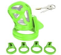 QiKKago Ropa Interior De Jaula Protectora Blanca Y Verde con Cabeza Redonda De PláStico, con 4 Anillos De Diferentes TamañOs + Cerraduras Invisibles, Accesorios para Dispositivos De Fitness - H3 - H3