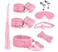 QiKKago Rosa 8 Piezas Suave, Pulsera De Nylon Ajustable Y Correa De Tobillo, Set De MáScara De Ojos, Correa De Entrenamiento De Yoga Desmontable, Regalo De Pareja - H7