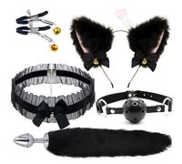 QiKKago ͎S͎ẹ͎x͎ ͎B͎σ͎n͎ ͎d͎α͎g͎͎͎͎e͎ Black Nylon Fox Cos Set, Moda Y Fresco Must-have, Regalo Original Del Juguete Para Las Mujeres-O06