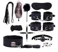 QiKKago Set De Regalo De Herramienta De Cuero Elegante De 11 Piezas, TamañO Ajustable para Uso De MúLtiples Escenas, Rosa/Negro/Rojo/PúRpura + Y6 (Negro)