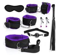 QiKKago Set de Siete Piezas de Pulseras de Nylon para Las Manos y los Muslos, Correa de Cama y látigo, máscara para los Ojos, Regalo de Pareja - H14