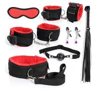 QiKKago Set de Siete Piezas de Pulseras de Nylon para Las Manos y los Muslos, Correa de Cama y látigo, máscara para los Ojos, Regalo de Pareja - H14