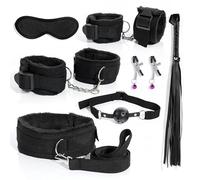 QiKKago Set de Siete Piezas de Pulseras de Nylon para Las Manos y los Muslos, Correa de Cama y látigo, máscara para los Ojos, Regalo de Pareja - H14