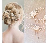Qikuver 2PCS Tocados de Boda Díadema Novia Pelo Novia Tiara Adornos Perla y Cristal, Adornos para el Pelo Plata Novias Accesorios para Boda Fiesta Velada
