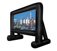 QILEBA Proyector inflable de 14 pies para exteriores, pantalla de proyector inflable, proyección delantera/trasera para patio trasero, noche de película, fiesta al aire libre