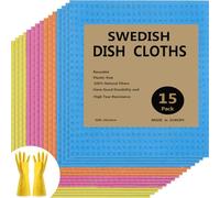 QILEMI 15 Piezas Paños be Cocina Buenos Trapos Limpieza100% Biodegradables Sin Plástico Estropajos Cocina Reutilizables Bayetas para Todas Las Superficies (20 cm x 18 cm)