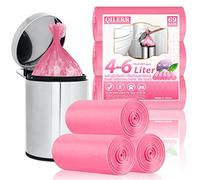 QILERR Bolsas de basura pequeñas de 4 a 6 L, 69 unidades de plástico grueso, bolsa de basura con pedales, para baño, cocina, oficina, para cubos de basura de 4, 5, 6 L, color rosa
