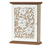 QILICZ Caja para llaves, Cajetín para llaves, Cajita llaves de madera con patrón blanco, 6 ganchos para llaves, organizador de pared L para entrada, pasillo, oficina