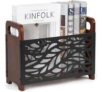 QILICZ Revistero, Soporte de revistas, estantería de madera para libros y revistas, cesta de almacenamiento para revistas para oficina y hogar, 33x24x13cm