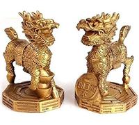 Qilin/Chi Lin Kylin Guardian Estatuas Un par de Adornos Chinos Puros es aplicable Compatible Compatible Compatible Compatible para el hogar y la Oficina atraer 506