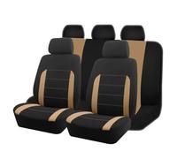 QILINGS Fundas Universales para Asientos Coche Compatibles Mayoría SUV Camionetas Fabricadas Poliéster Juego Completo Accesorios Interior Funda Asiento Coche Ajuste Universal(Beige 5 Seat)