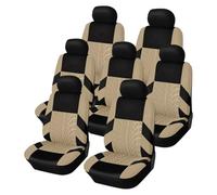 QILINGS Juego 7 Fundas Universales para Asientos Coche Diseño Hendidura Neumático Compatibles Coches Camiones SUV Interior Vehículo Funda Asiento Coche Ajuste Universal(Beige)