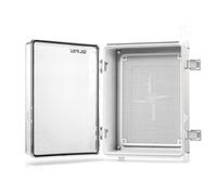 QILIPSU Caja de conexiones impermeable para exteriores, caja eléctrica de plástico ABS IP67 con placa de montaje, soportes de pared, cubierta transparente con bisagras resistentes a la intemperie para