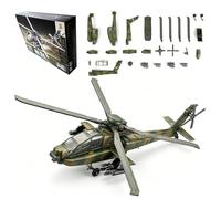 QiLumier Kit de maqueta helicóptero de Combate AH-64 Apache Escala 1:72 con Soporte Expositor, Regalo para modelistas, Pieza de colección Militar para exposición