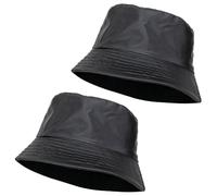 QILZO Pack 2 Gorros de Lluvia Impermeables Plegable Sombrero de Pescador Gorro para Hombres y Mujeres Gorro con Forro Interior Ideal para Senderismo, Deportes al Aire Libre, Color Negro