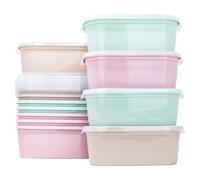 QILZO® Pack de 12 Fiambreras de Alimentos 1,1L, Recipientes redondos de plástico, Sin BPA, Recipiente Apto para Microondas, Lavavajillas, Congelador, Recipientes con Tapa