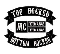 QIMAMADE Juego de 5 parches bordados personalizados para planchar o coser, para motocicleta, motero, parche grande en la parte trasera para chaleco, chaqueta, jeans, parche negro con nombre, talla XL