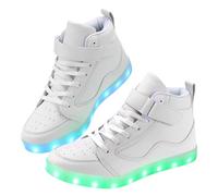 Qimaoo Zapatos iluminados para hombres y mujeres, zapatos LED con carga USB, para adultos, tenis LED que brillan en la oscuridad, calzado para fiestas de baile, festivales, Blanco, 8 Women/6.5 Men