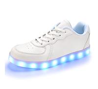 Qimaoo Zapatos iluminados para hombres y mujeres, zapatos LED con carga USB, para adultos, tenis LED que brillan en la oscuridad, calzado para fiestas de baile, festivales, Blanco de caña baja, 4.5