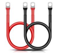 QIMEI-SHOP 2 Piezas Cable Bateria 50cm 35mm² Cable Inversor de Batería 12V 2AWG Cables de Batería con M8 Terminales de Anillo para Automóvil Camión Moto Solar Marino Negro y Rojo