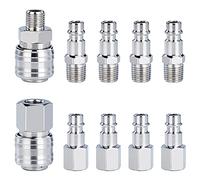 QIMEI-SHOP Acoplador de Aire 1/4" BSP Conector de Manguera Enchufe de Acoplamiento Rápido para Compresor Macho Hembra 10 Piezas